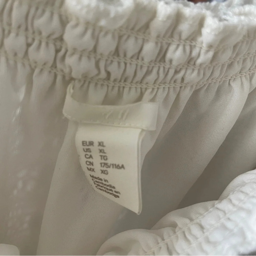 Top blouse cream XL short sleeves on shoulder H&M - Picture 3 of 4